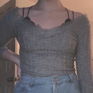 light fitted grey sweater top